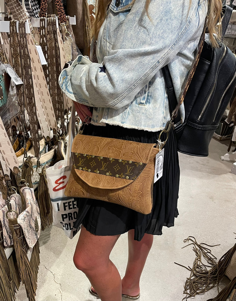 Keep It Gypsy Upcycled LV Leather &Leopard Hide Crossbody