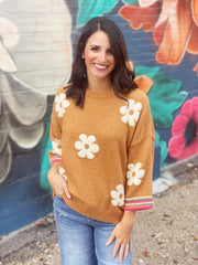 Fall Flower Knit Sweater