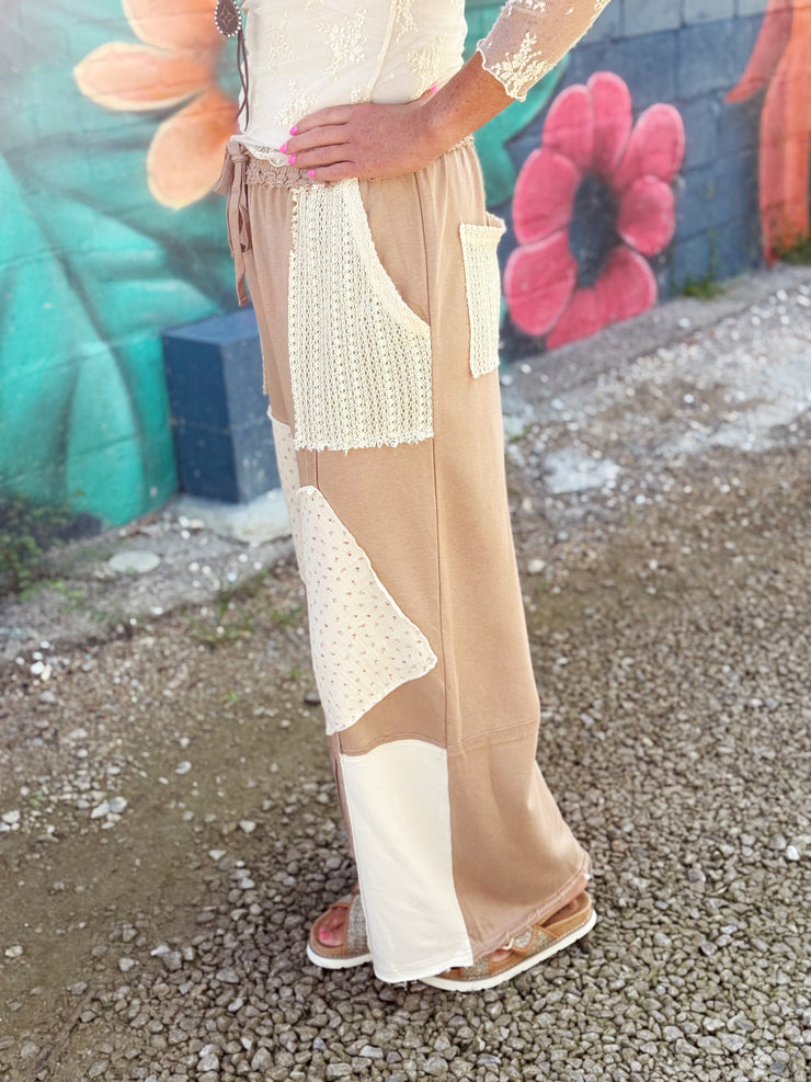 Patchwork Wide Leg Pant