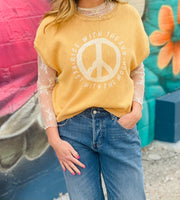 Mineral Washed Peace Sign Sweater Top