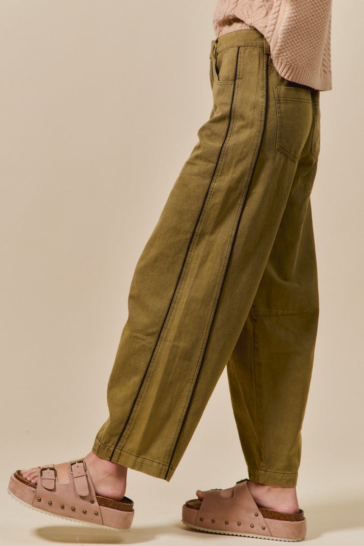 Army Green Barrel Denim