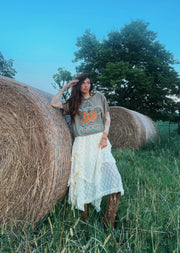 Lace Tiered Midi Skirt