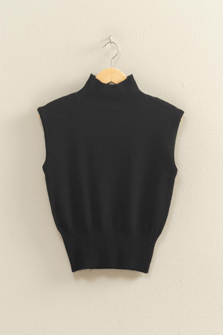 High Neck Sleeveless Knit Top