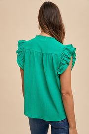 Ruffled Up Top- Green