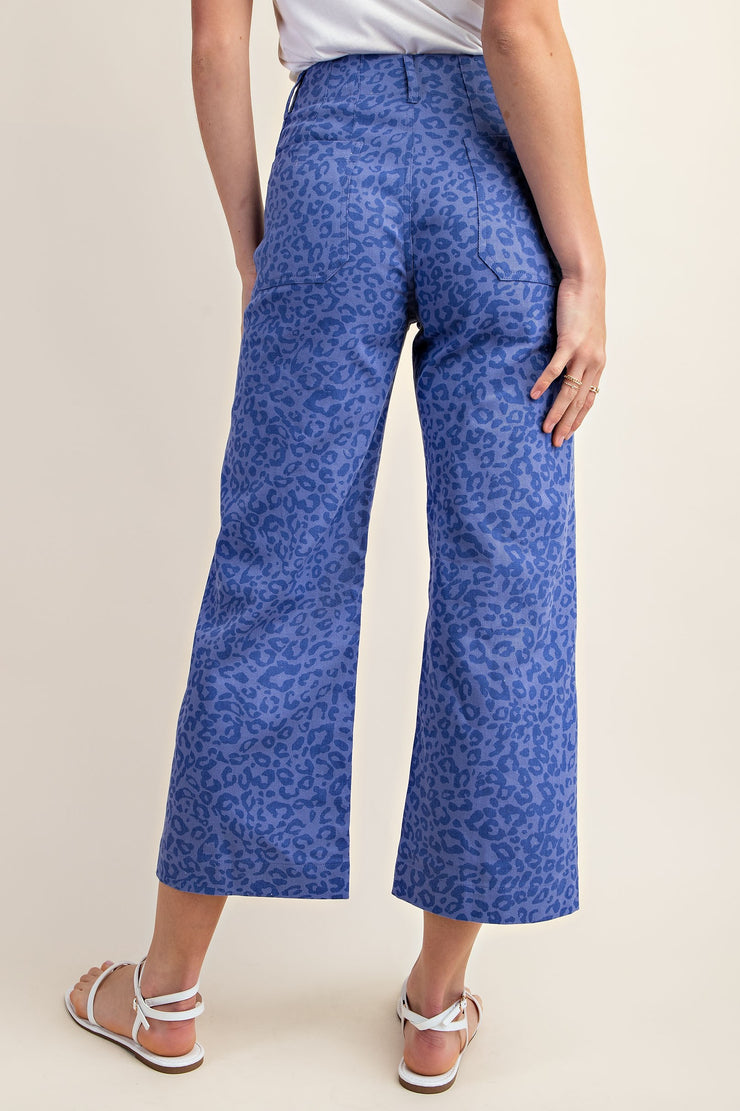 Summer Blue Leopard Denim Pant