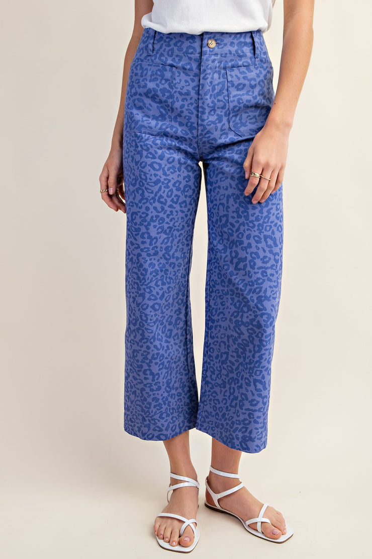 Summer Blue Leopard Denim Pant