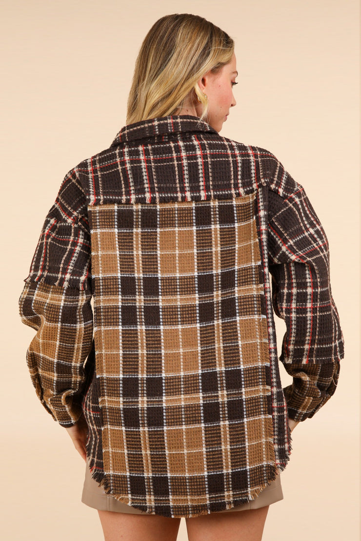 Mixed Plaid Oversized Shacket- Coco