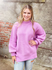 Side Slit Sweater- Mauve