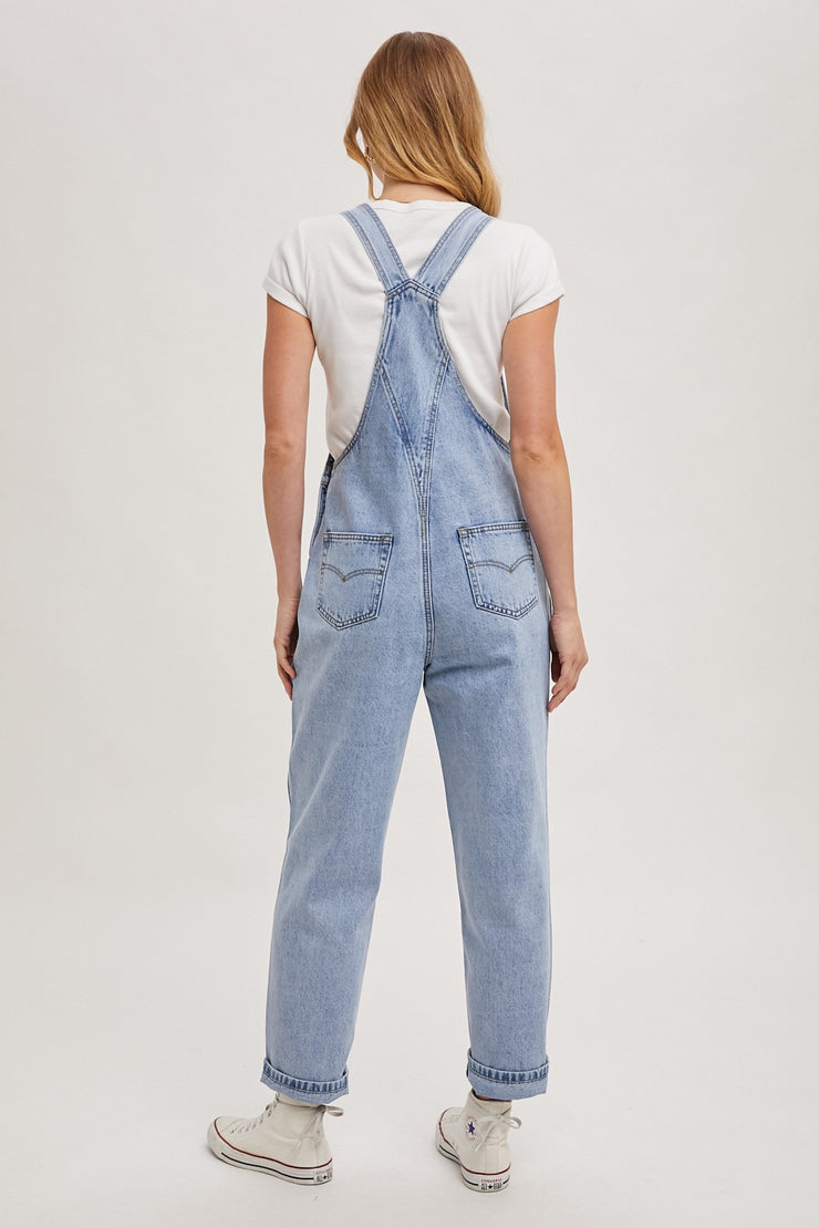 Denim Straight Leg Overall- Lt Wash