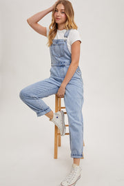 Denim Straight Leg Overall- Lt Wash