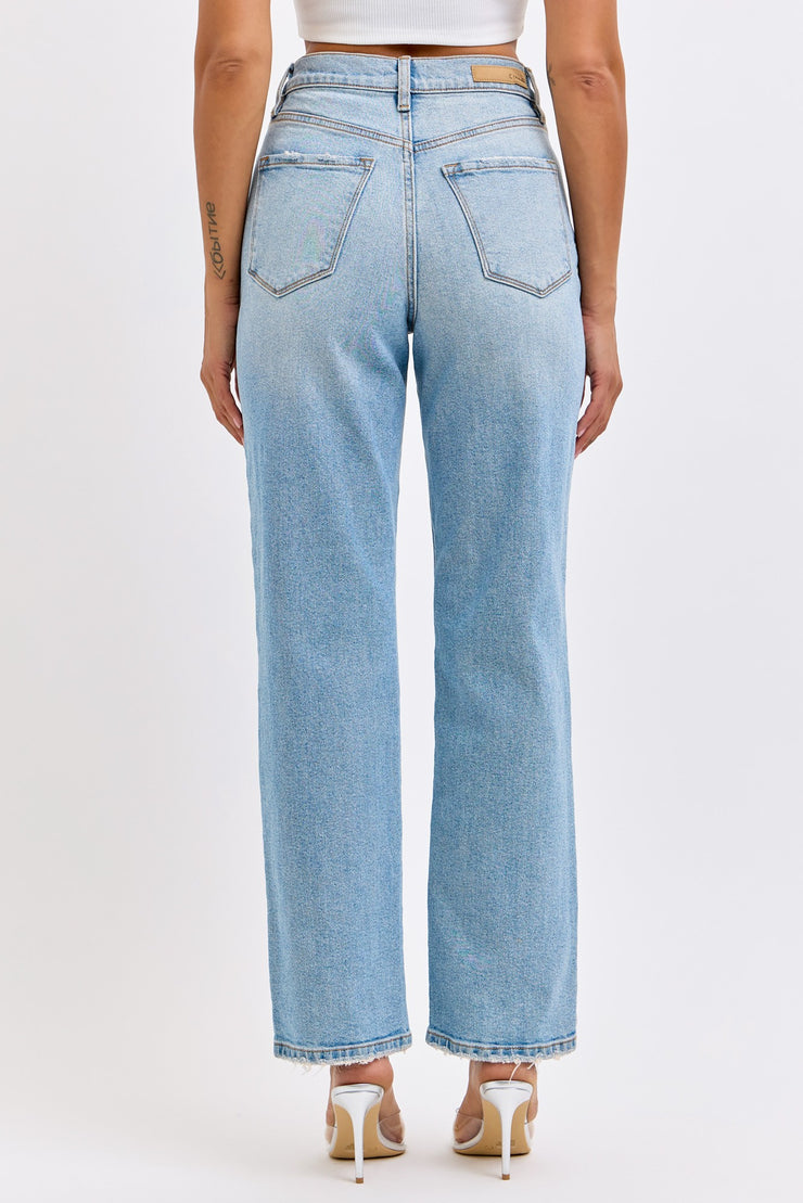 Cello Super High Rise Dad Jean With Mini Slit