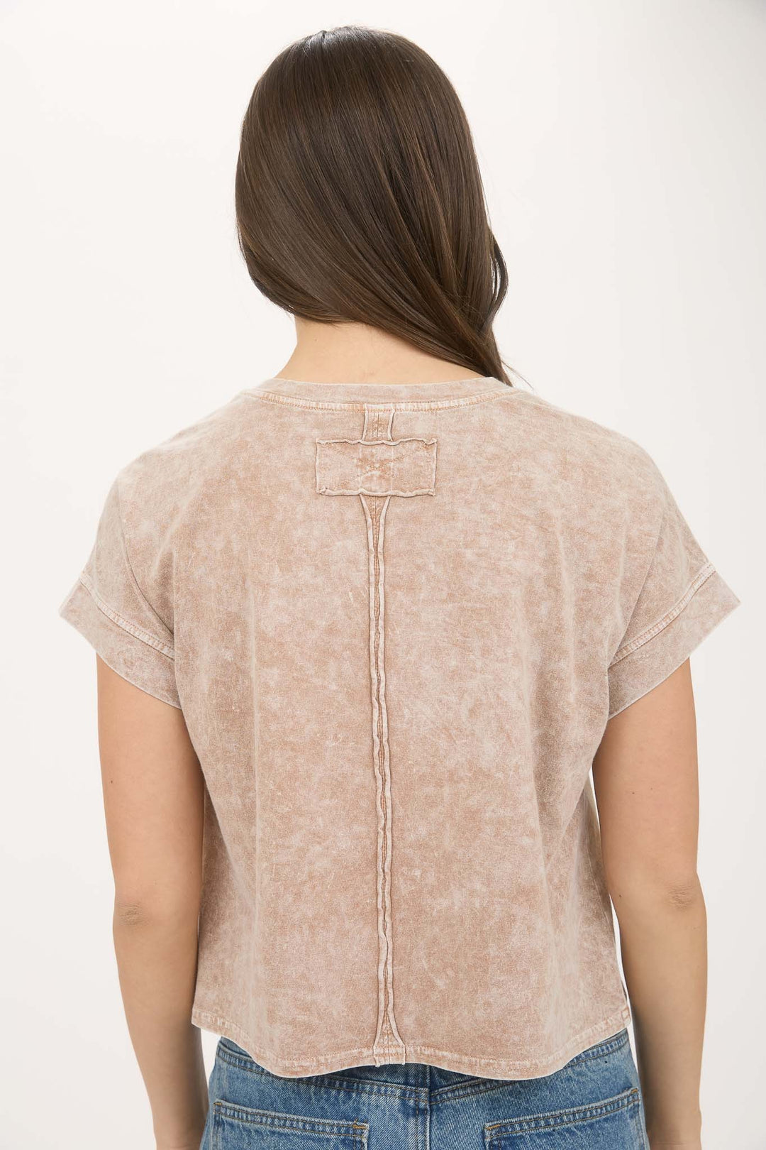 Washed Short Sleeve Knit Top- Taupe – jae and co.