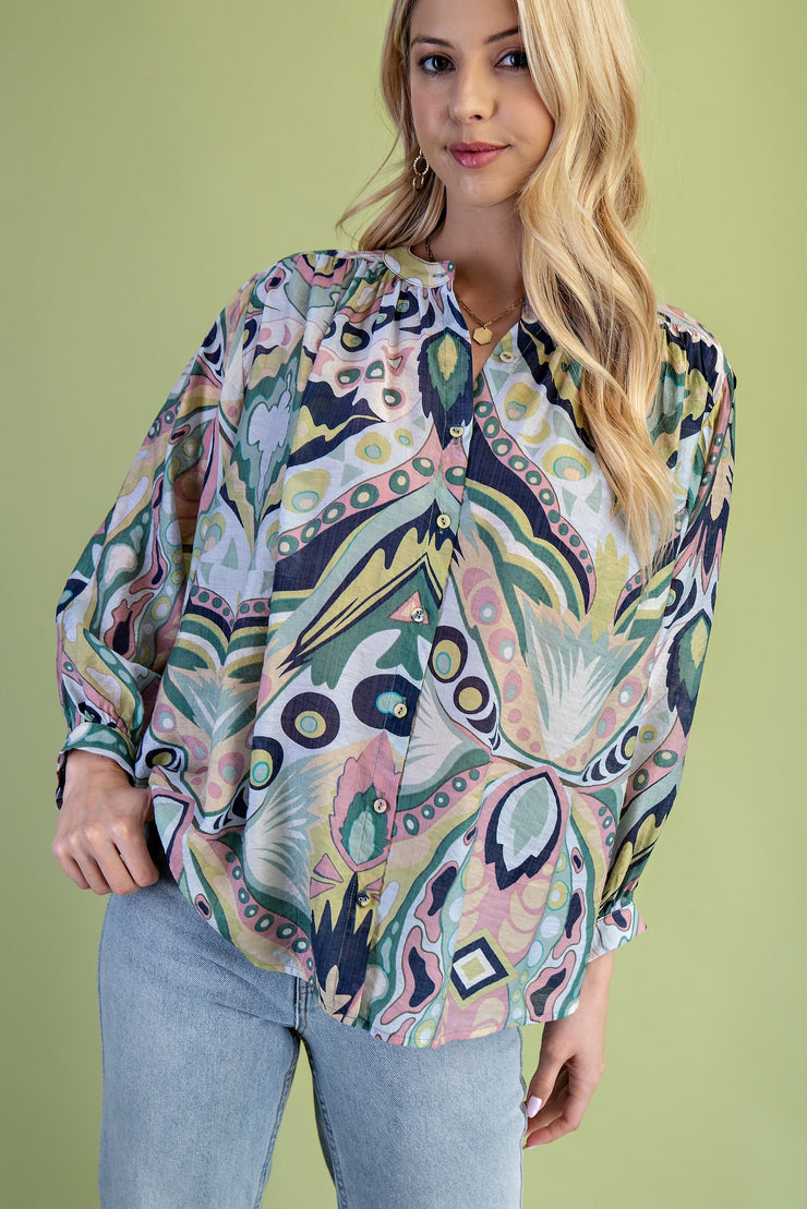 Penelope Top-Navy/Mint