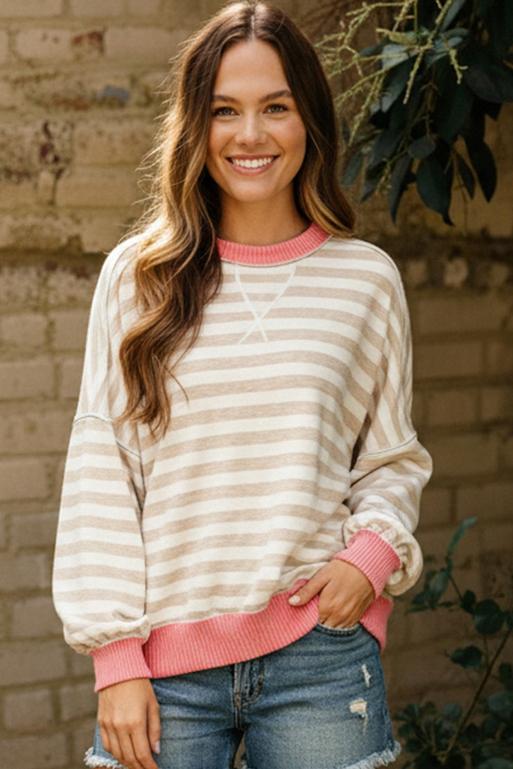 Nora Striped Top-Pink