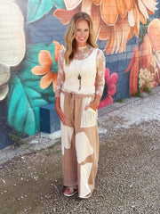 Patchwork Wide Leg Pant