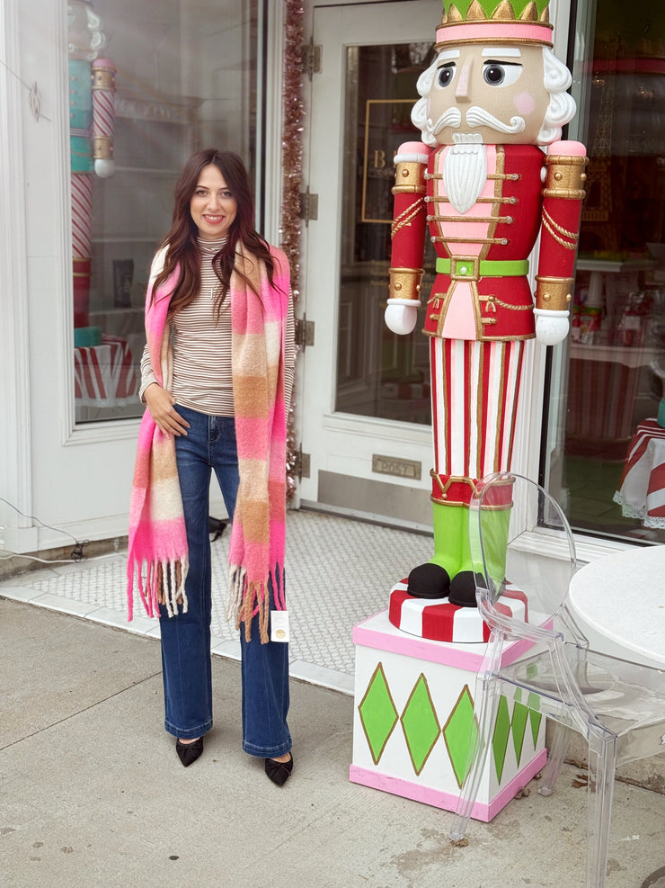 Mocha Striped Turtle Neck Top