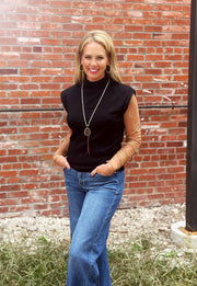 High Neck Sleeveless Knit Top