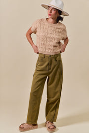 Army Green Barrel Denim
