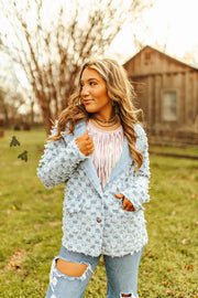 Checkered Denim Blazer