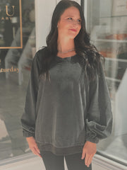Back Cross Strap Sweatshirt- Black