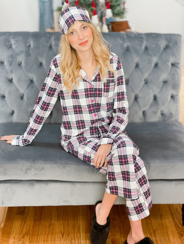 Nina Purple Plaid Pajama Set