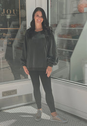 Back Cross Strap Sweatshirt- Black