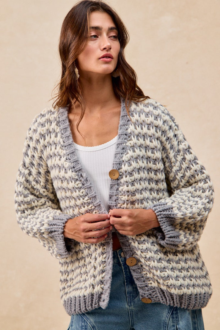 Michelle Striped Sweater Cardigan