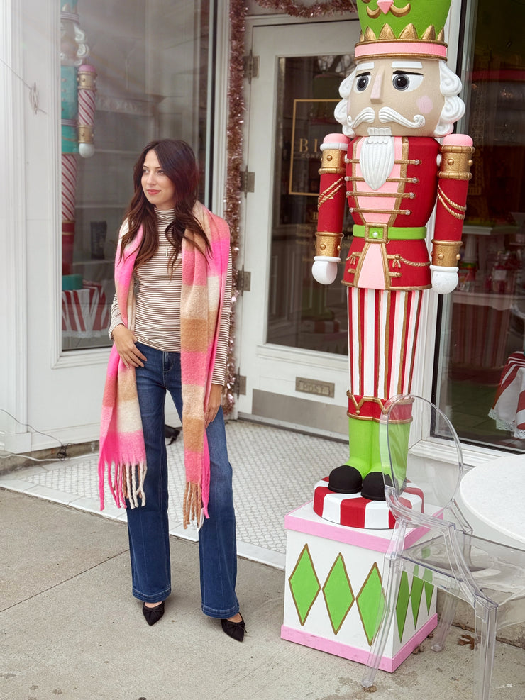 Mocha Striped Turtle Neck Top