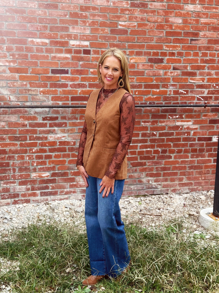 Sleeveless V-neck Tailored Button Vest