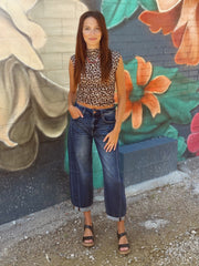 Mock Neck Leopard Top