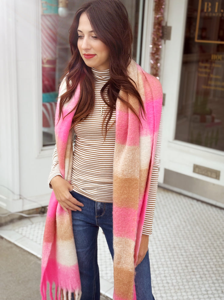 Mocha Striped Turtle Neck Top