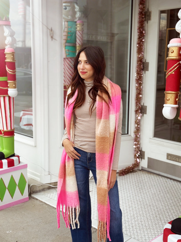 Mocha Striped Turtle Neck Top