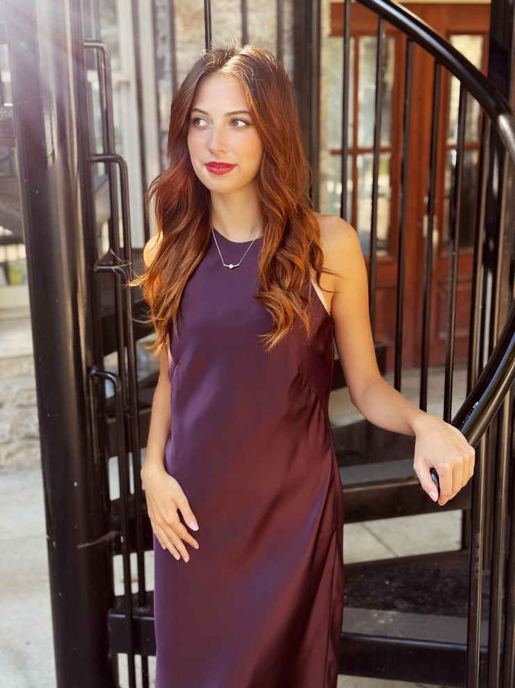 Pia Plum Satin Dres