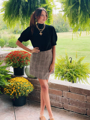 Glen Plaid Asymmetrical Wrap Mini Skirt