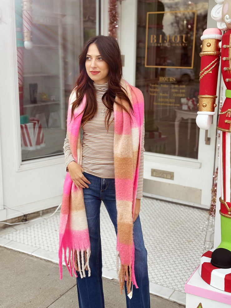 Mocha Striped Turtle Neck Top