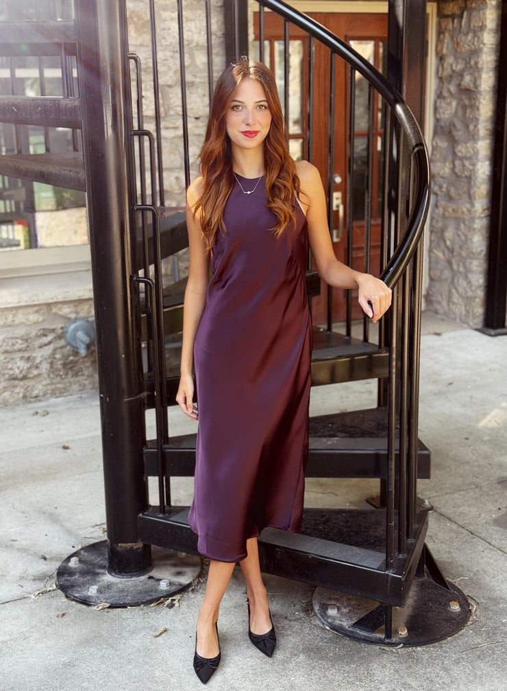 Pia Plum Satin Dres