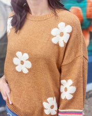 Fall Flower Knit Sweater