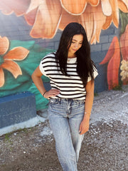 Charlotte Sweater Top-Black/Ivory