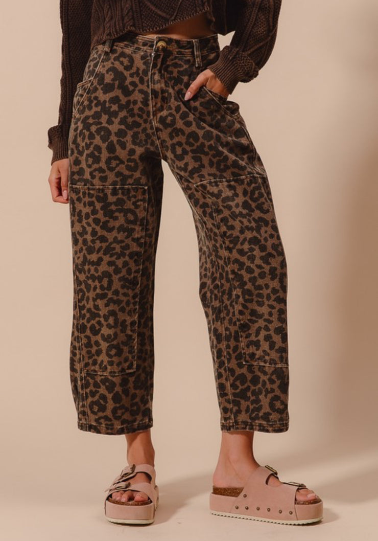 Leopard Barrel Denim