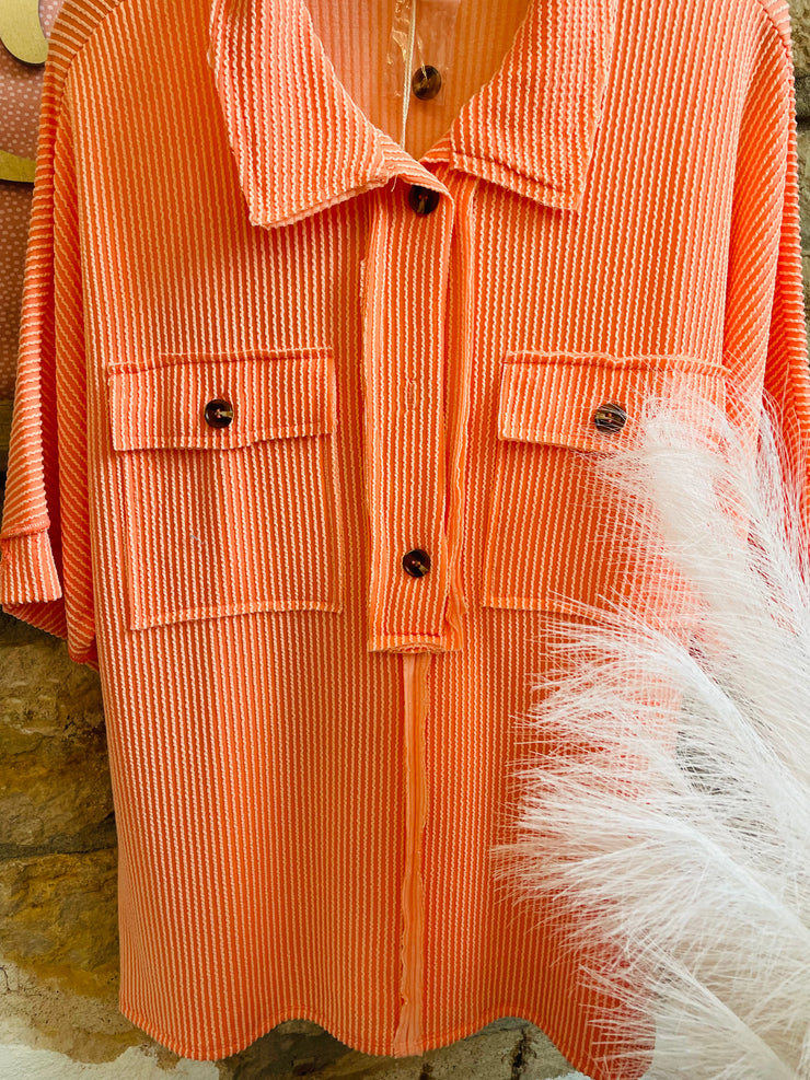 Martha Ribbed Cut Edge Top - Apricot
