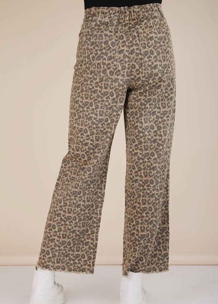 Leopard Straight Leg Cropped Denim