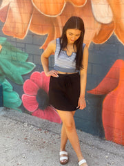 Casual Drawstring Mini French Terry Skort