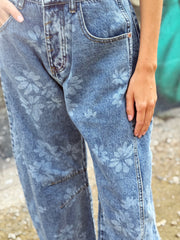 Floral Barrel Denim