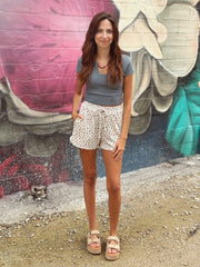 Floral Ribbed Short