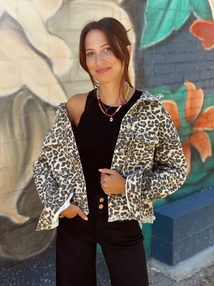 Leopard Denim Jacket