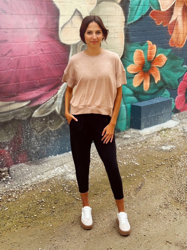 Brushed Hacci Dolman Top-Amber