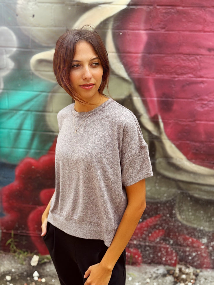 Brushed Hacci Dolman Top-Espresso