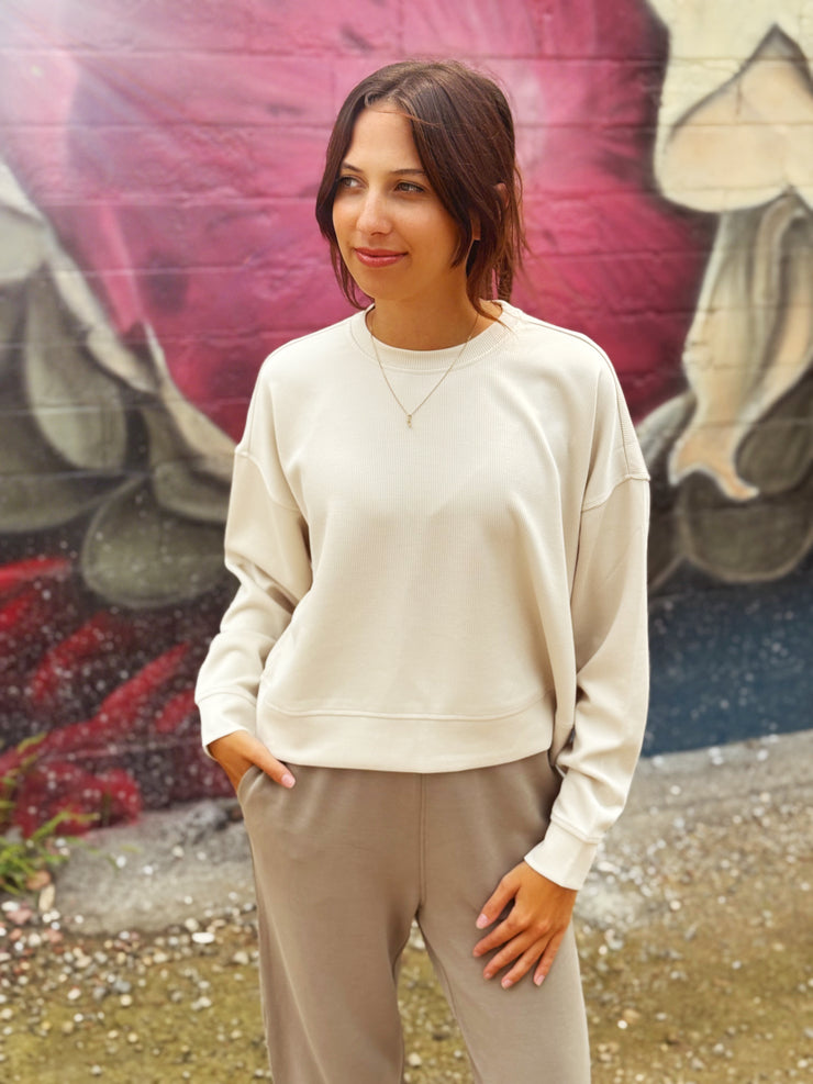 Luxe Sand Wash Ribbed Sweater