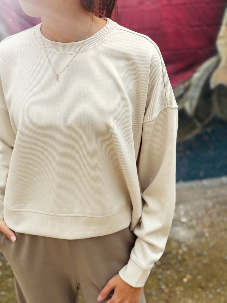 Luxe Sand Wash Ribbed Sweater