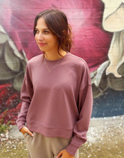 Luxe Sand Wash Ribbed Sweater- Rose